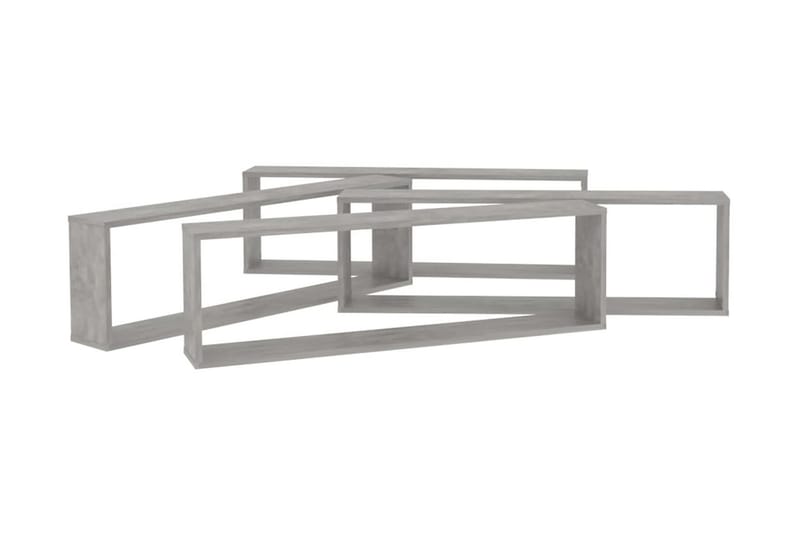 Vägghylla kubformad 4 st betonggrå 100x15x30 cm spånskiva - Betonggrå - Förvaring - Hylla - Vägghylla