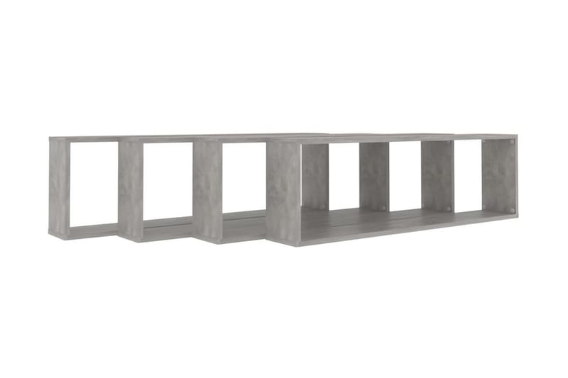 Vägghylla kubformad 4 st betonggrå 100x15x30 cm spånskiva - Betonggrå - Förvaring - Hylla - Vägghylla