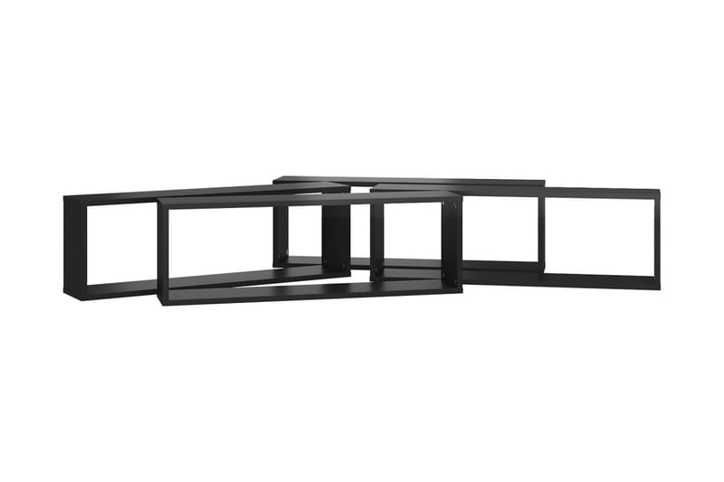 Vägghylla kubformad 4 st svart högglans 80x15x26,5 cm spånsk - Svart högglans - Förvaring - Hylla - Vägghylla