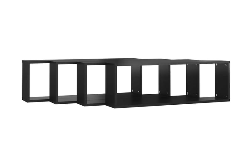 Vägghylla kubformad 4 st svart högglans 80x15x26,5 cm spånsk - Svart högglans - Förvaring - Hylla - Vägghylla