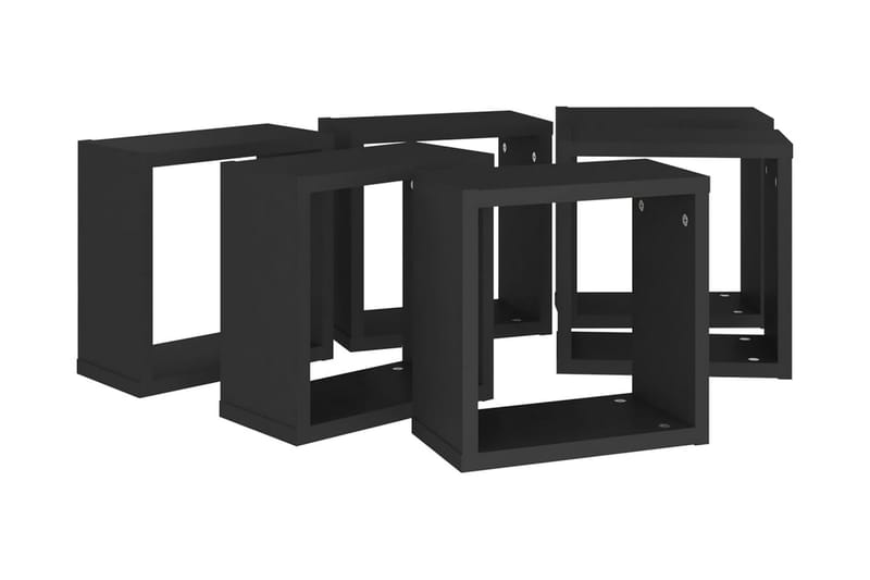 Vägghylla kubformad 6 st svart 30x15x30 cm - Svart - Förvaring - Hylla - Vägghylla