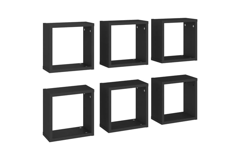 Vägghylla kubformad 6 st svart 30x15x30 cm - Svart - Vägghylla