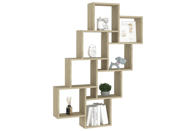 Vägghylla kubformad sonoma-ek 90x15x119 cm spånskiva - Ek - Förvaring - Hylla - Vägghylla