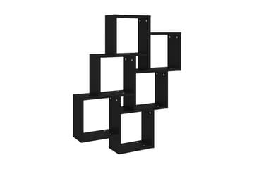 Vägghylla kubformad svart 78x15x93 cm spånskiva