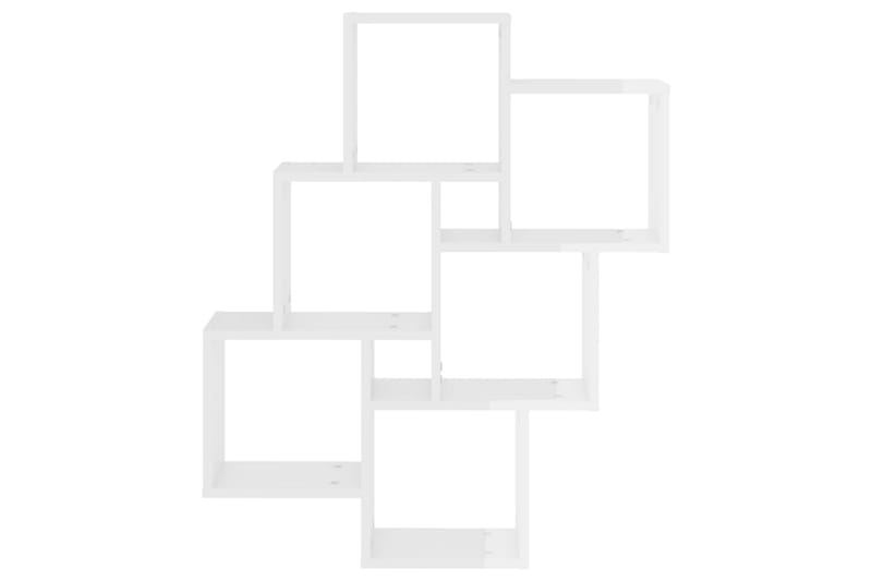 Vägghylla kubformad vit högglans 75x15x93 cm spånskiva - Vit högglans - Förvaring - Hylla - Vägghylla