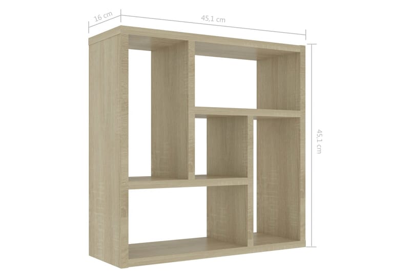 Vägghylla sonoma-ek 45,1x16x45,1 cm spånskiva - Brun - Vägghylla