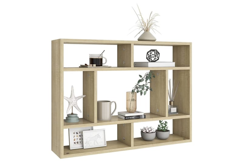 Vägghylla sonoma-ek 75x16x55 cm spånskiva - Brun - Förvaring - Hylla - Vägghylla