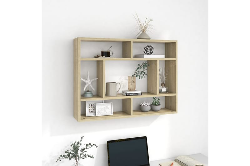 Vägghylla sonoma-ek 75x16x55 cm spånskiva - Brun - Förvaring - Hylla - Vägghylla