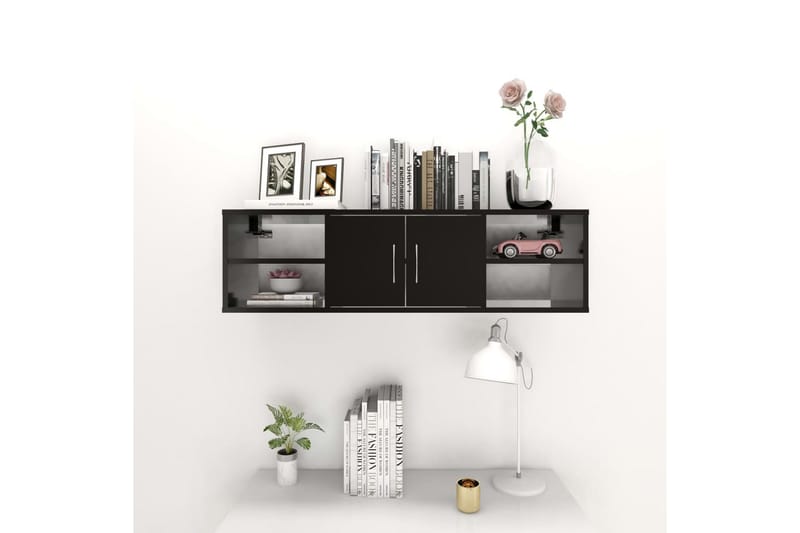 Vägghylla svart 102x30x29 cm spånskiva - Svart - Förvaring - Hylla - Vägghylla