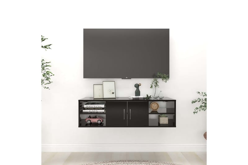 Vägghylla svart 102x30x29 cm spånskiva - Svart - Förvaring - Hylla - Vägghylla