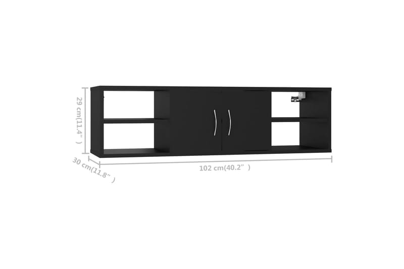 Vägghylla svart 102x30x29 cm spånskiva - Svart - Vägghylla