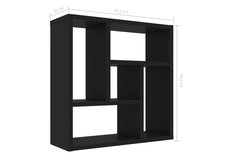 Vägghylla svart 45,1x16x45,1 cm spånskiva - Svart - Förvaring - Hylla - Vägghylla