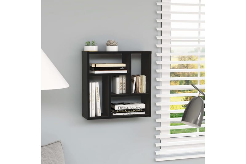 Vägghylla svart 45,1x16x45,1 cm spånskiva - Svart - Förvaring - Hylla - Vägghylla