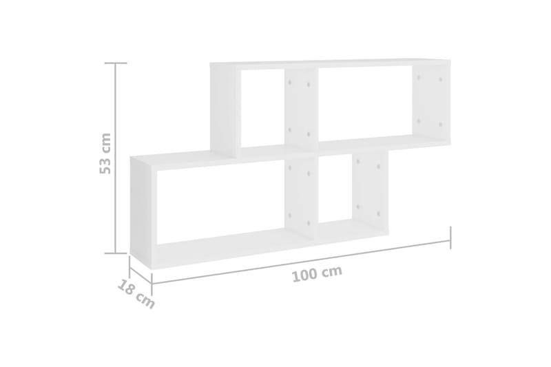 Vägghylla Vit 100x18x53 cm spånskiva - Vit - Förvaring - Hylla - Vägghylla