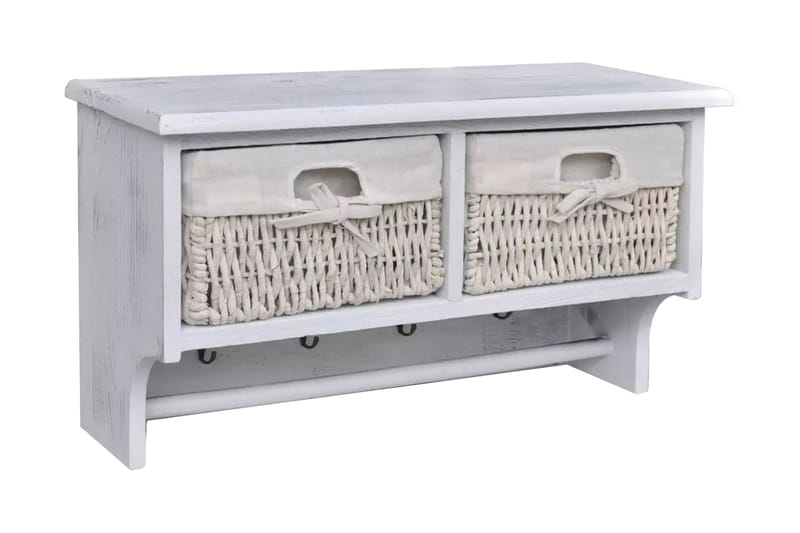 Vägghylla vit 60x23,5x33 cm paulownia - Vit - Förvaring - Hylla - Vägghylla