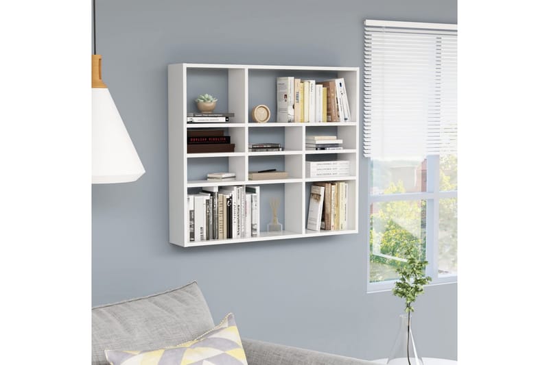 Vägghylla vit 90x16x78 cm spånskiva - Vit - Förvaring - Hylla - Vägghylla