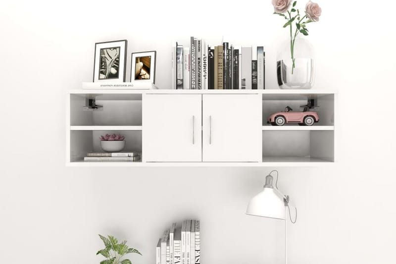 Vägghylla vit högglans 102x30x29 cm spånskiva - Vit högglans - Förvaring - Hylla - Vägghylla