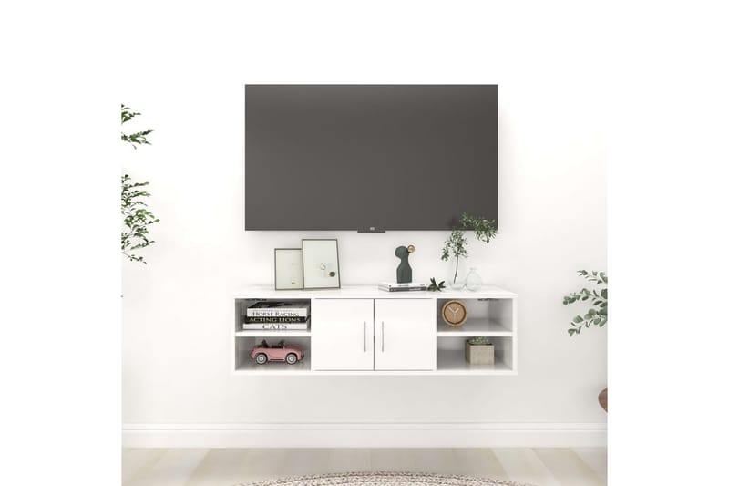 Vägghylla vit högglans 102x30x29 cm spånskiva - Vit högglans - Förvaring - Hylla - Vägghylla