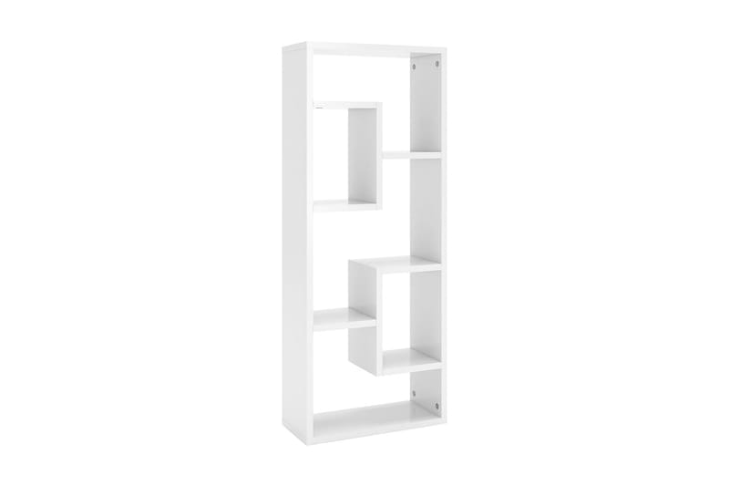 Vägghylla vit högglans 36x16x90 cm spånskiva - Vit - Förvaring - Hylla - Vägghylla