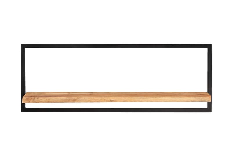 Vägghyllor 2 st 100x24x35 cm massivt akaciaträ och stål - Brun - Förvaring - Hylla - Vägghylla