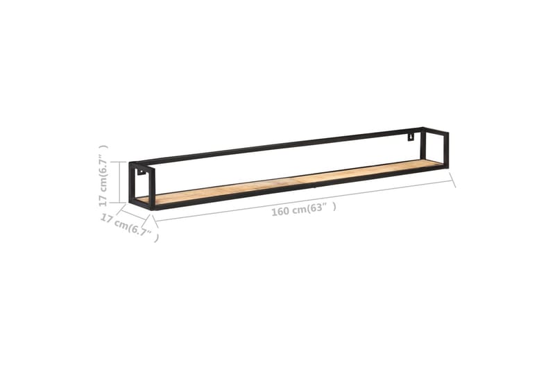 Vägghyllor 2 st 160 cm grovt mangoträ - Brun - Vägghylla