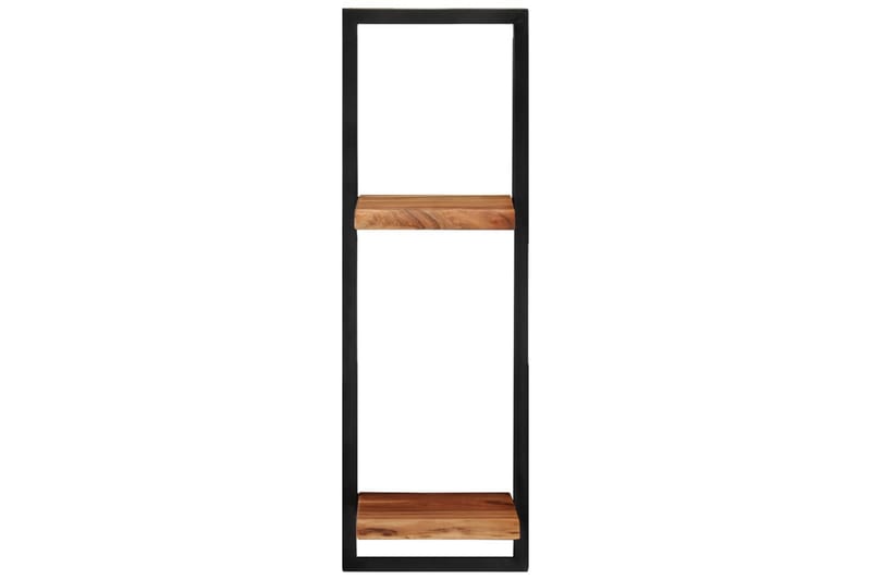 Vägghyllor 2 st 25x25x75 cm massivt akaciaträ och stål - Brun - Förvaring - Hylla - Vägghylla