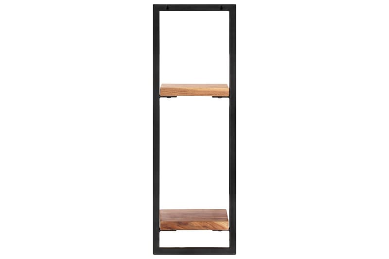 Vägghyllor 2 st 25x25x75 cm massivt akaciaträ och stål - Brun - Förvaring - Hylla - Vägghylla