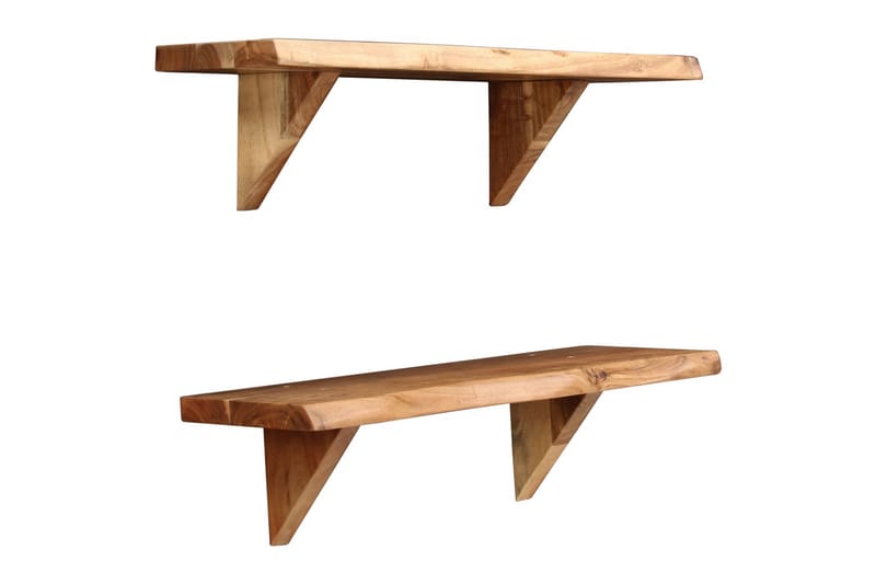 Vägghyllor 2 st 60x20x16 cm massivt akaciaträ - Brun - Förvaring - Hylla - Vägghylla