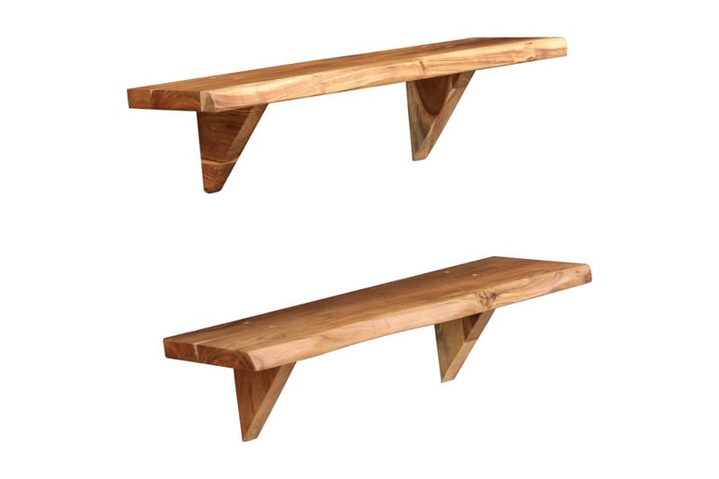 Vägghyllor 2 st 60x20x16 cm massivt akaciaträ - Brun - Förvaring - Hylla - Vägghylla