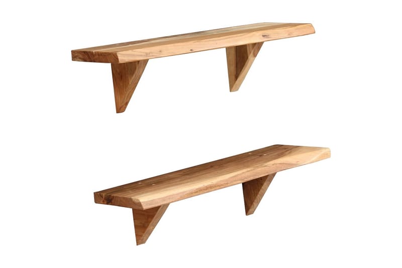 Vägghyllor 2 st 60x20x16 cm massivt akaciaträ - Brun - Förvaring - Hylla - Vägghylla