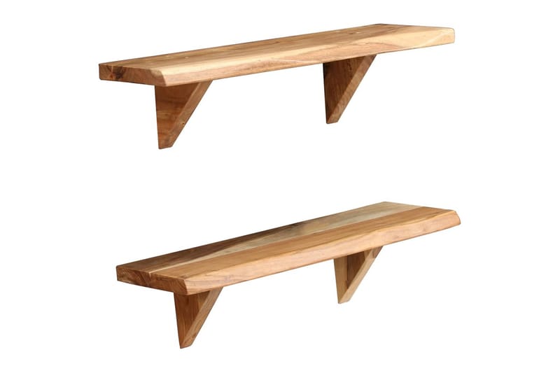 Vägghyllor 2 st 60x20x16 cm massivt akaciaträ - Brun - Förvaring - Hylla - Vägghylla