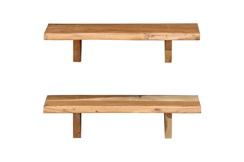 Vägghyllor 2 st 60x20x16 cm massivt akaciaträ - Brun - Förvaring - Hylla - Vägghylla