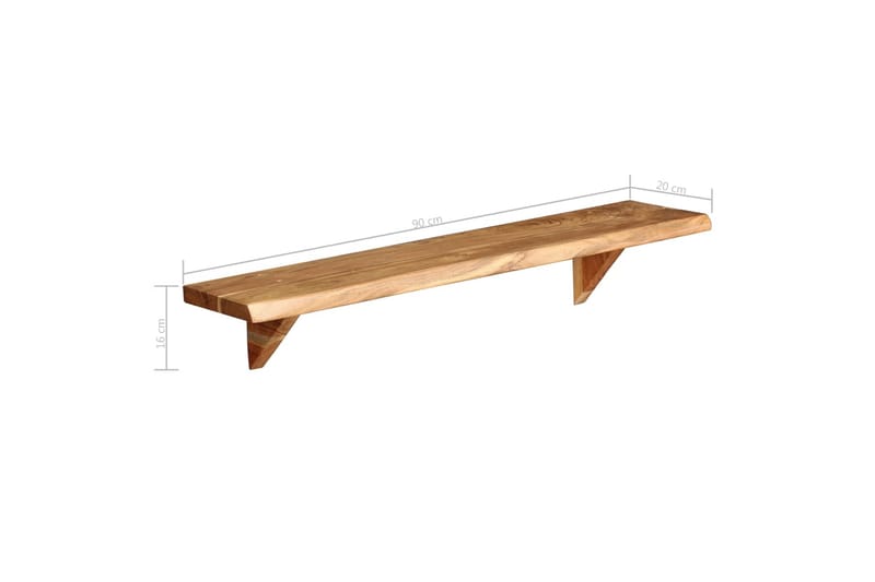 Vägghyllor 2 st 90x20x16 cm massivt akaciaträ - Brun - Förvaring - Hylla - Vägghylla