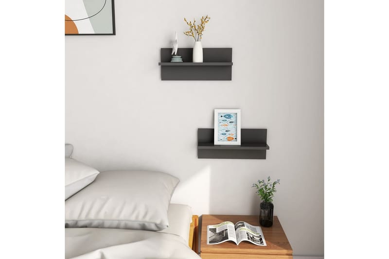 Vägghyllor 2 st grå 40x11,5x18 cm spånskiva - Grå - Förvaring - Hylla - Vägghylla
