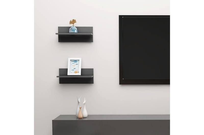 Vägghyllor 2 st grå 40x11,5x18 cm spånskiva - Grå - Förvaring - Hylla - Vägghylla