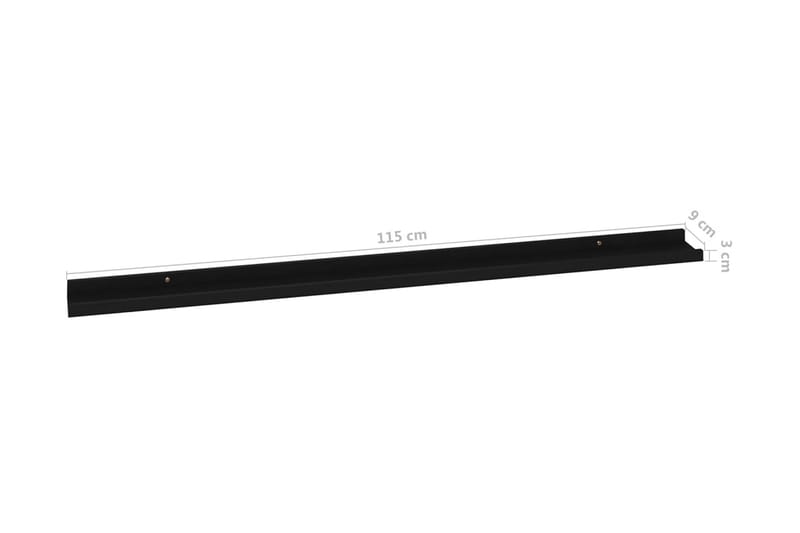 Vägghyllor 2 st svart 115x9x3 cm - Svart - Förvaring - Hylla - Vägghylla