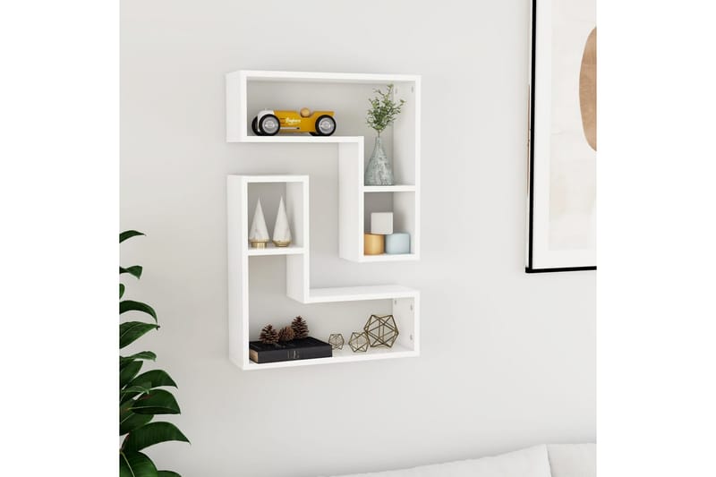 Vägghyllor 2 st vit 50x15x50 cm spånskiva - Vit - Förvaring - Hylla - Vägghylla