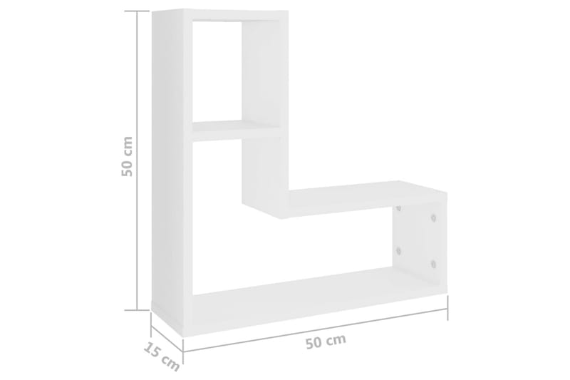Vägghyllor 2 st vit 50x15x50 cm spånskiva - Vit - Förvaring - Hylla - Vägghylla