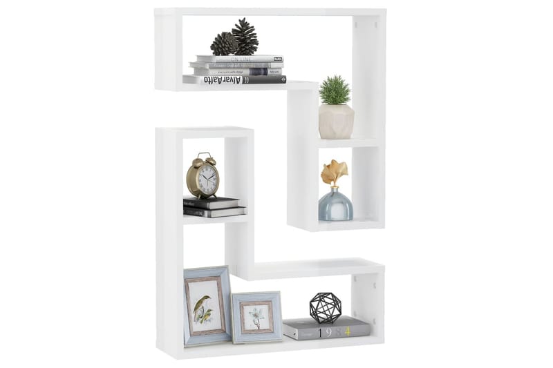 Vägghyllor 2 st vit högglans 50x15x50 cm spånskiva - Vit högglans - Förvaring - Hylla - Vägghylla