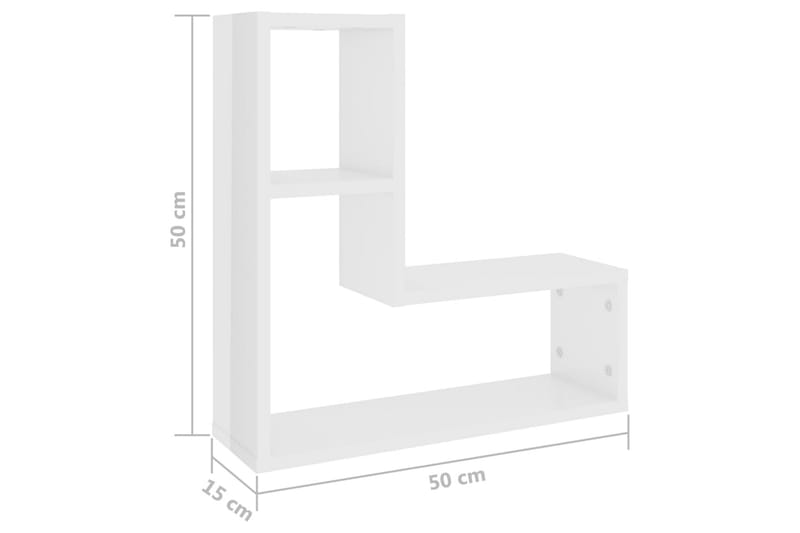 Vägghyllor 2 st vit högglans 50x15x50 cm spånskiva - Vit högglans - Förvaring - Hylla - Vägghylla