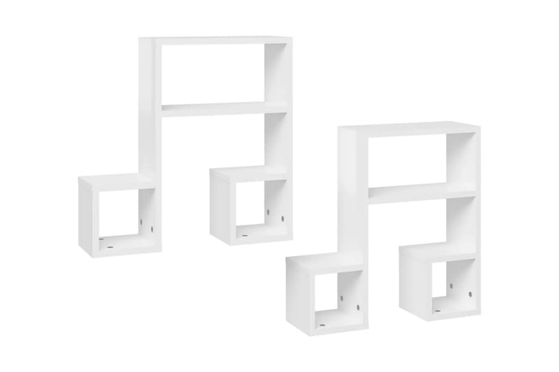 Vägghyllor 2 st vit högglans 50x15x50 cm spånskiva - Vit högglans - Förvaring - Hylla - Vägghylla