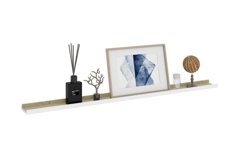 Vägghyllor 2 st vit och sonoma-ek 115x9x3 cm - Vit/ek - Förvaring - Hylla - Vägghylla