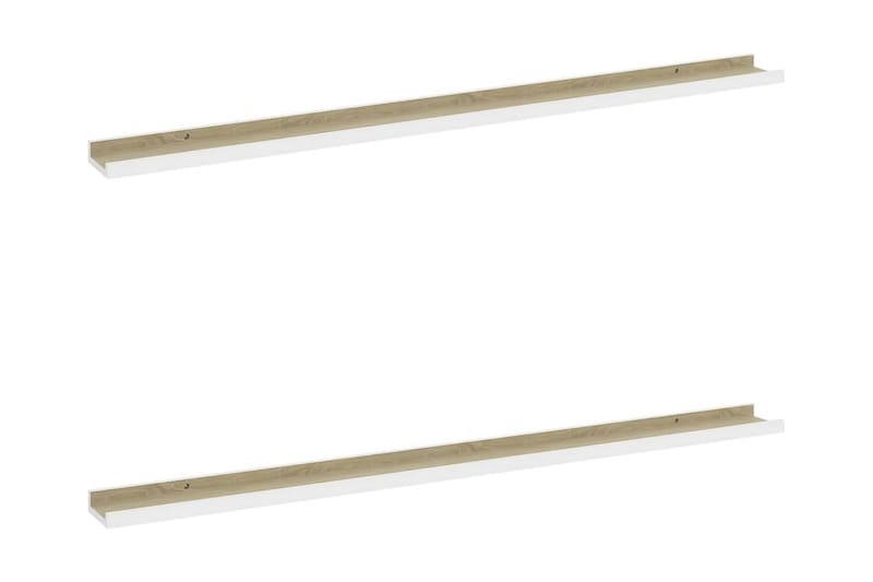 Vägghyllor 2 st vit och sonoma-ek 115x9x3 cm - Vit/ek - Förvaring - Hylla - Vägghylla