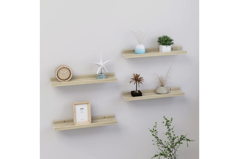 Vägghyllor 4 st sonoma-ek 40x9x3 cm - Ek - Förvaring - Hylla - Vägghylla
