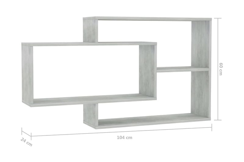 Vägghyllor betonggrå 104x20x58,5 cm spånskiva - Grå - Vägghylla