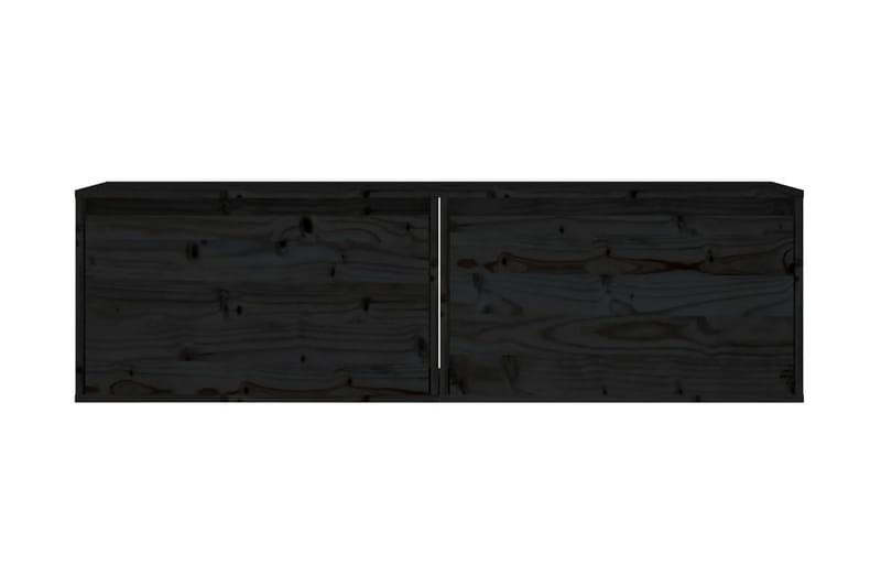 Väggskåp 2 st 60x30x35 cm massiv furu svart - Svart - Förvaring - Hylla - Vägghylla