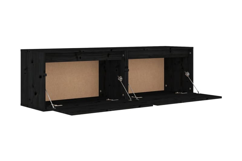 Väggskåp 2 st 60x30x35 cm massiv furu svart - Svart - Förvaring - Hylla - Vägghylla