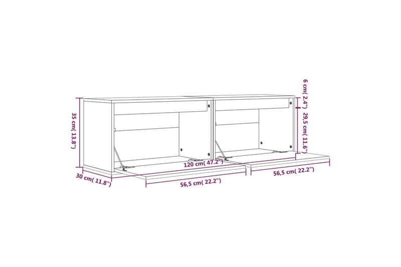 Väggskåp 2 st 60x30x35 cm massiv furu svart - Svart - Förvaring - Hylla - Vägghylla