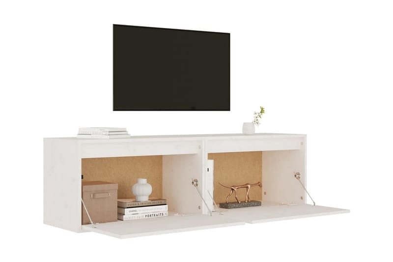 Väggskåp 2 st 60x30x35 cm massiv furu vit - Vit - Förvaring - Hylla - Vägghylla