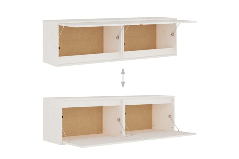 Väggskåp 2 st 60x30x35 cm massiv furu vit - Vit - Förvaring - Hylla - Vägghylla